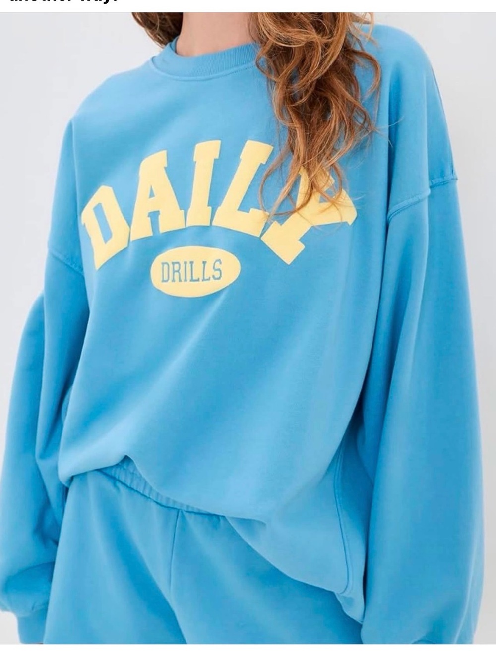 Daily Drills Malibu/Lemonade Oversized Crew M/L NWT